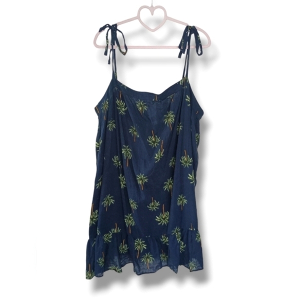 Ann Taylor Loft Plus Size Palm Tree Mini Dress Size 20/22W (2X/3X) - Picture 2 of 5